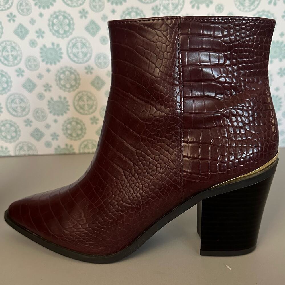 Liz Claiborne red brown croc print faux leather pointed toes 3.5” heels size 8.5 - Picture 7 of 13